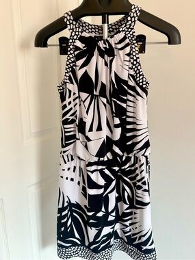 White House Black Market Black and White Printed Mini Dress